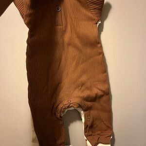 Brown Ribbed Baby Romper